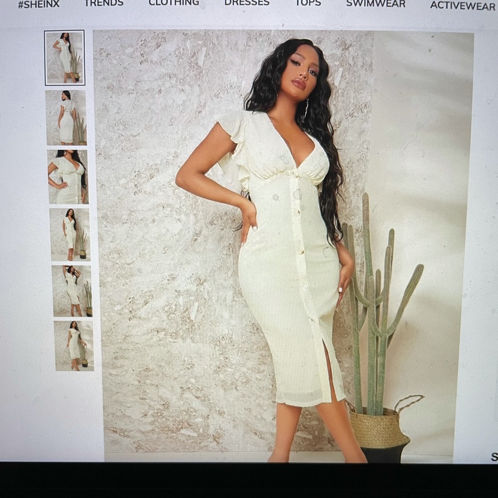 Ruched Bust Buttoned Front Dress